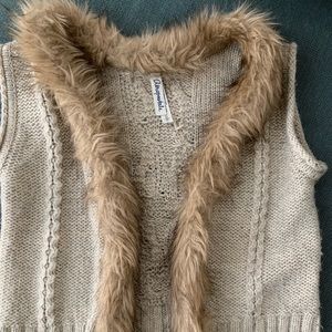 Faux fur sweater vest